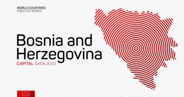 Bosna-Hersek 'in kırmızı çizgili soyut haritası