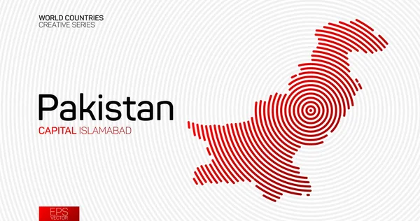 Mapa Abstracto Pakistán Con Líneas Círculo Rojo — Archivo Imágenes Vectoriales