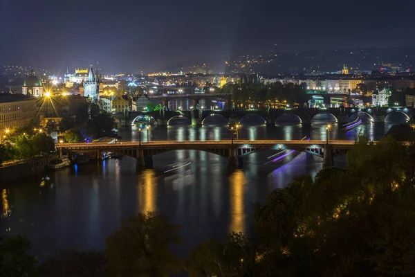 Bridges of Prague at night — Stock Photo, Image