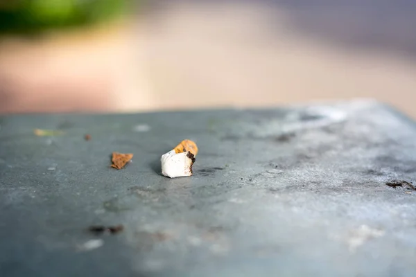 Poslední cigareta leží na odpadkový koš — Stock fotografie