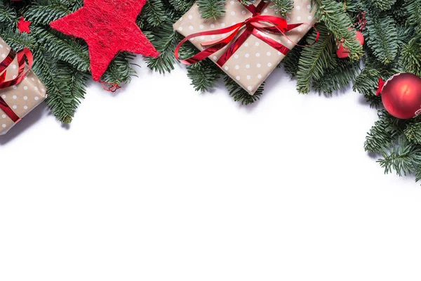 Noel arka plan sınır üst çam dalları ve oth ile