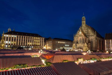 Christmas market in Nuremberg during blue hour clipart