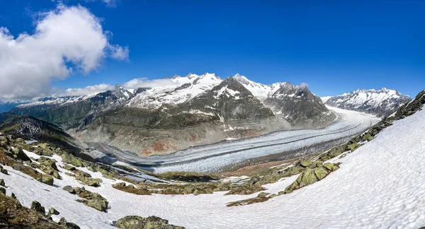 Blick Auf Den Aletschgletscher Bei Bettmeralp Den Schweizer Alpen Einem — Stockfoto