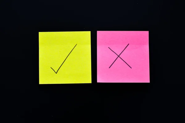 Three Post Its Black Fone Question Mark Tik — стоковое фото