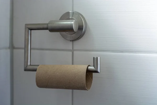 Toiletpapier Roll Zonder Papier Links Close — Stockfoto