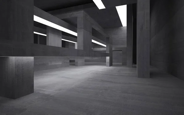 空暗抽象混凝土室内 — 图库照片