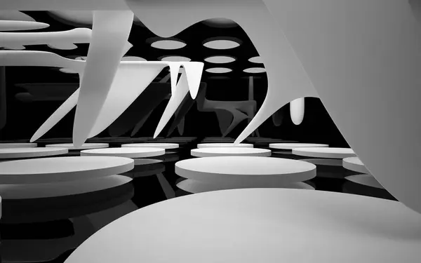 Interior negro brillante abstracto con escultura —  Fotos de Stock