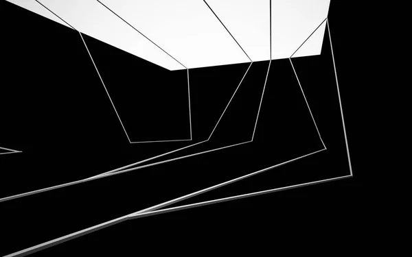 白い線で抽象的なブラック インテリア — ストック写真