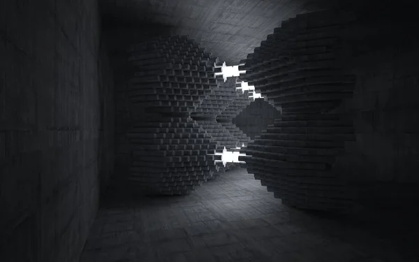 Vazio escuro abstrato quarto de concreto — Fotografia de Stock