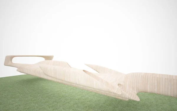 Escultura de madera lisa flotando sobre el césped — Foto de Stock
