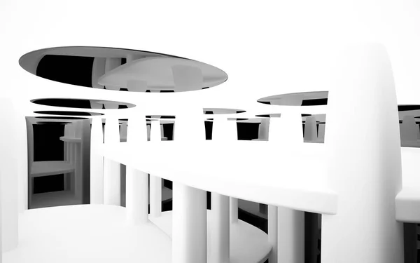 Interior branco com objetos lisos pretos — Fotografia de Stock