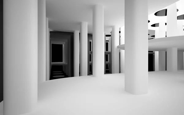 Bílý interiér s černými hladkých objektů — Stock fotografie