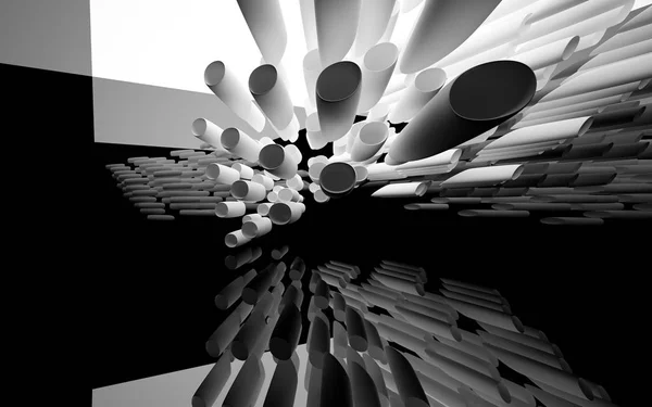 Interior abstracto con escultura brillante y tubos —  Fotos de Stock