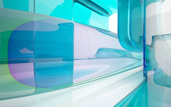 Interior dinâmico com objetos de onda — Fotografia de Stock