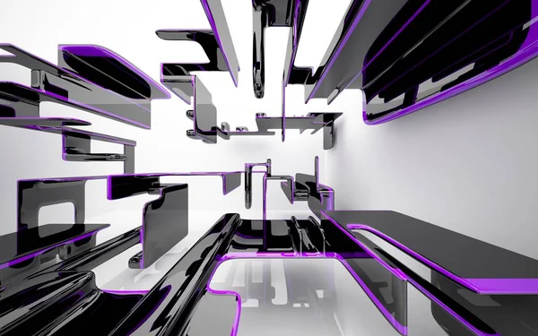 Abstrakta dynamiska interiör med objekt och linjer — Stockfoto