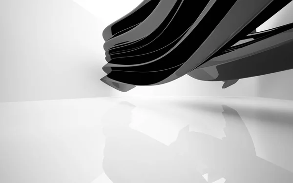 Białe wnętrze z czarny gładki obiektów — Zdjęcie stockowe