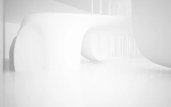 Abstracte witte interieur met toekomstige kolommen — Stockfoto