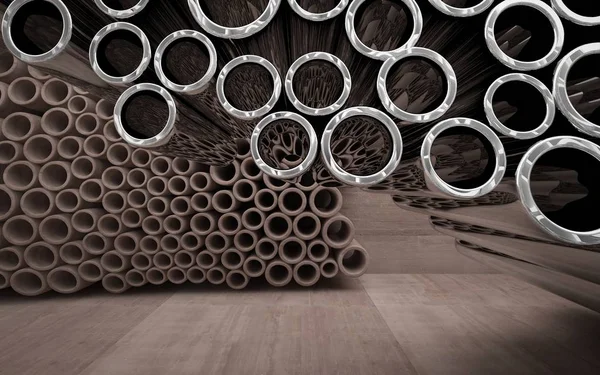 Абстрактный бетонный гладкий интерьер с кольцами — стоковое фото