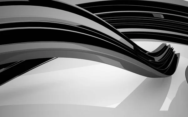 Белый интерьер с черными гладкими объектами — стоковое фото