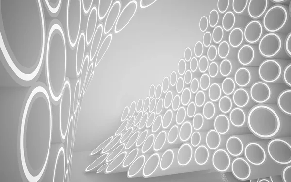 Abstraktní bílá interiér budoucnosti kroužky — Stock fotografie
