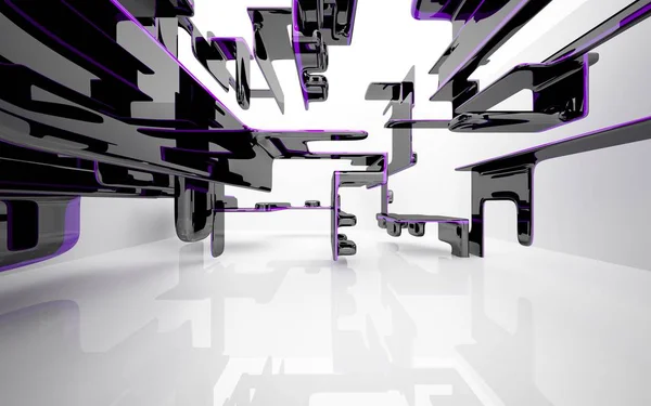 Interior dinámico abstracto con objetos y líneas — Foto de Stock