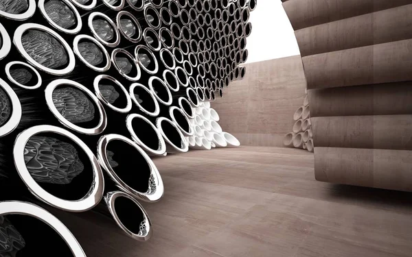 Абстрактний бетонний гладкий інтер'єр з кільцями — стокове фото