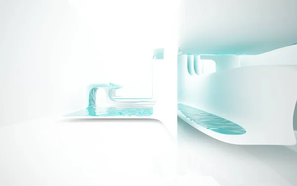 Dynamic interior with wave objects — Stock Photo, Image