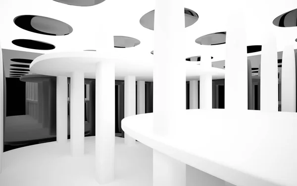 Interior blanco con objetos lisos negros — Foto de Stock
