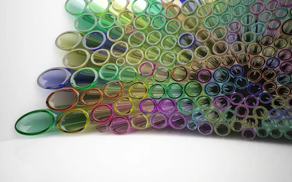 Abstract interior with array of colored tubes — Stock Photo, Image