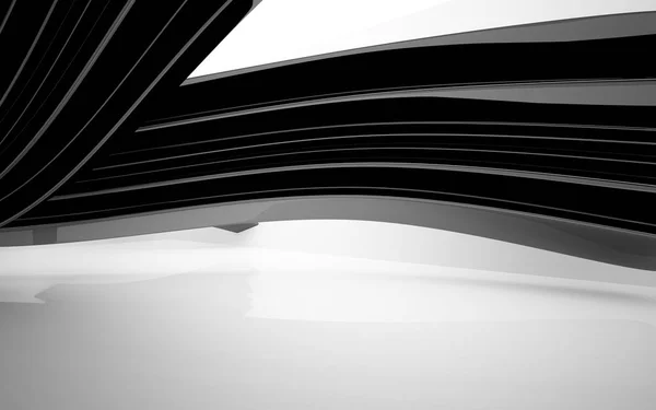 Interior branco com objetos lisos pretos — Fotografia de Stock