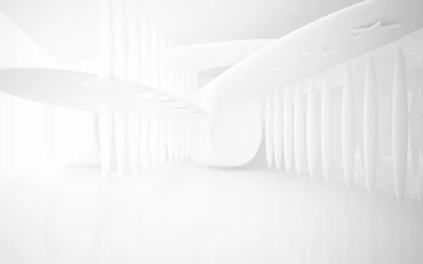 Interior branco abstrato com colunas futuras — Fotografia de Stock