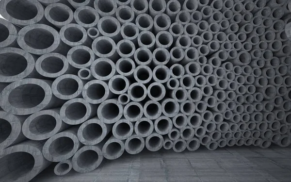 Abstract concrete room interior with rings — Stock Photo, Image