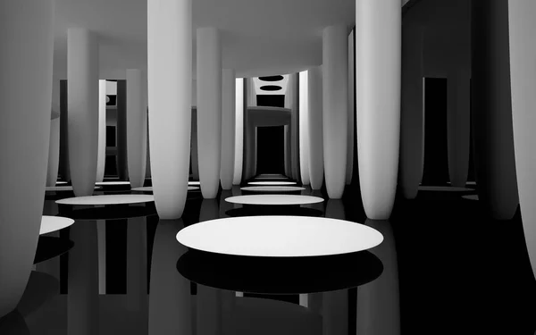 Interior blanco con objetos lisos negros — Foto de Stock