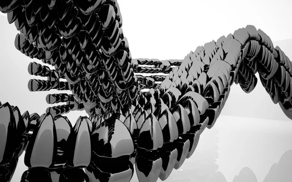 Абстрактный интерьер в черной гладкой глянцевой — стоковое фото
