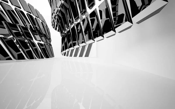Abstract architectuur interieur met geometrische beeldhouwkunst — Stockfoto