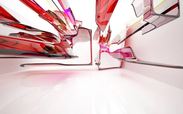 Interior dinámico con objetos de vidrio — Foto de Stock