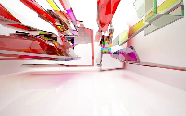 Dynamischer Innenraum mit farbigen Objekten — Stockfoto