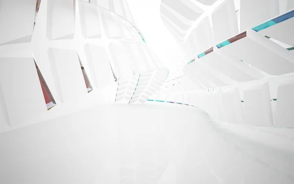 Abstracte interieur met gekleurde, glanzende lijnen — Stockfoto