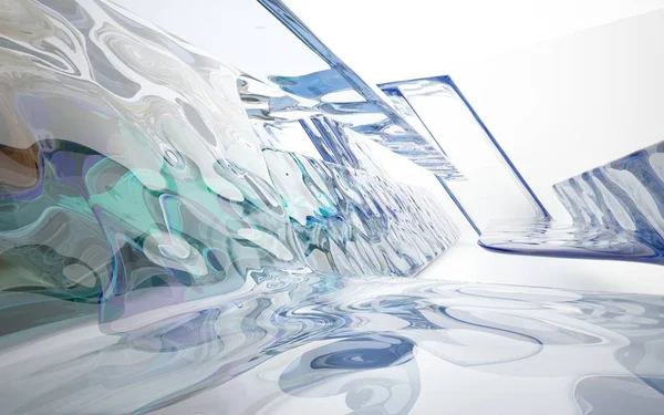 Interior dinámico abstracto con objetos de onda — Foto de Stock
