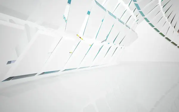 Abstracte interieur met gekleurde, glanzende lijnen — Stockfoto