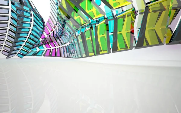 Abstraktes architektonisches Interieur mit Glasskulptur — Stockfoto