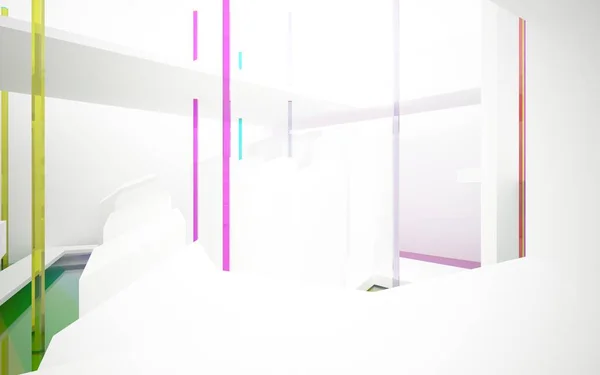 Interior blanco con objetos de colores — Foto de Stock
