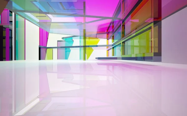 Architektonický interiér s přechodem sklo — Stock fotografie