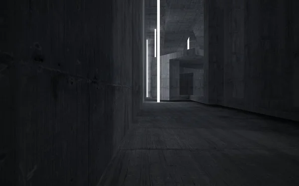 Lege donkere kamer concrete interieur — Stockfoto