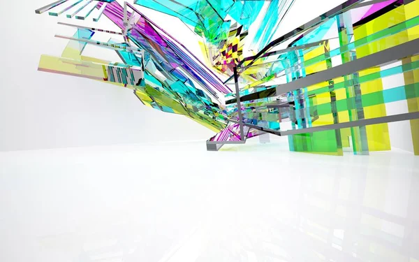 Innenraum mit glänzend farbigen Paneelen — Stockfoto