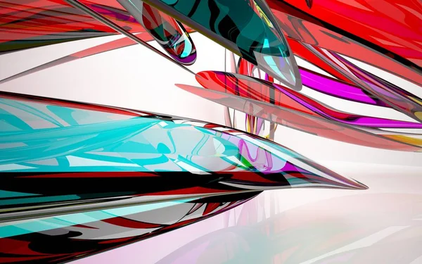 Abstrakta interiör med färgat glas skulptur — Stockfoto