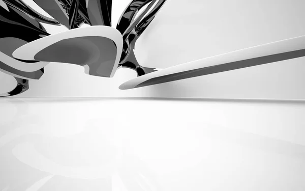 Interno bianco con oggetti neri lisci — Foto Stock