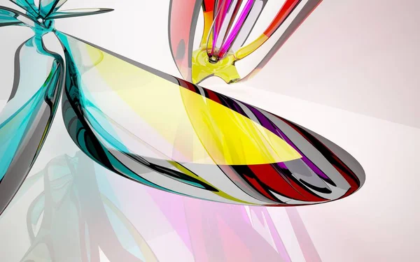 Interior abstracto con escultura de vidrio de colores — Foto de Stock
