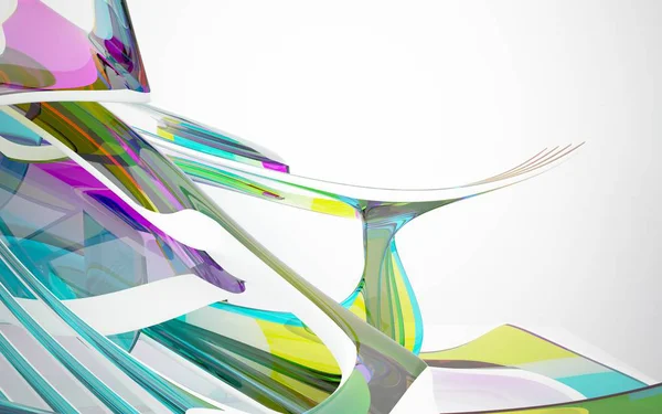 Abstract interior with colored glass sculpture — Stock Photo, Image