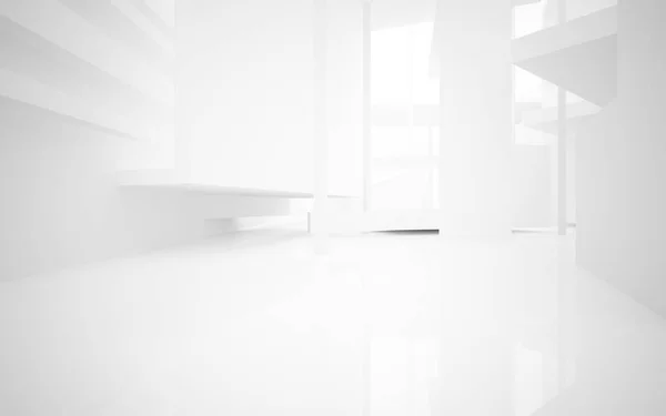 Abstraktní dynamický bílý interiér — Stock fotografie